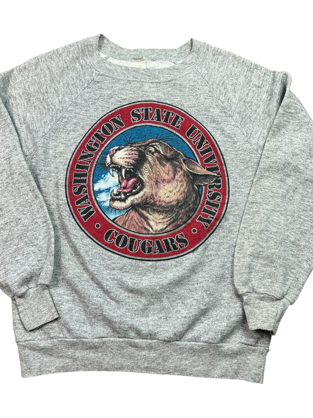 Vintage Washington State Cougars 80s Raglan sleeve crimson/Gray crewneck SZ S